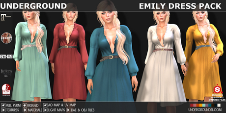 Second Life Marketplace - [UG MESH] EMILY DRESS PACK (DAE) - FULL PERM